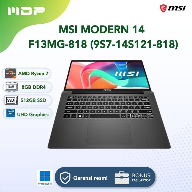 NOTEBOOK MSI MODERN 14 F13MG-818 (9S7-14S121-818) PLATINUM GRAY : INTEL CORE I3-1315U,8GB DDR4,512GB NVME PCIE GEN 4X4 SSD,14"FHD,WIN 11 HOME 