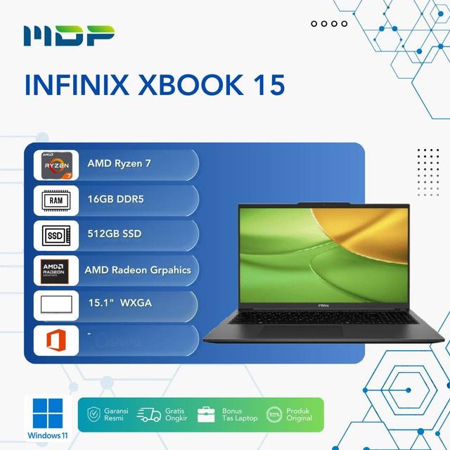 NOTEBOOK INFINIX XBOOK 15 (SILVER) : AMD R7-5825,8GB,512GB SSD,15.6"FHD,IPS,WIN 11 (BACKPACK GREY)(4894947039263)

