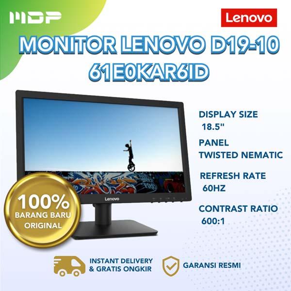 MONITOR LENOVO D19-10 61E0KAR6ID : 18.5" WLED,REFRESH RATE 60HZ,1X HDMI,1X VGA,3 YEAR WARRANTY