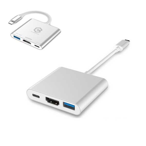 CONVERTER TYPE-C TO USB 3.0, HDMI & TYPE C (PO CHARGING) CYBORG 3 IN 1 (C300)