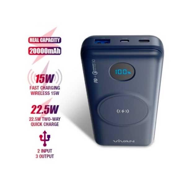 POWER BANK VIVAN VPB-W20 BLUE