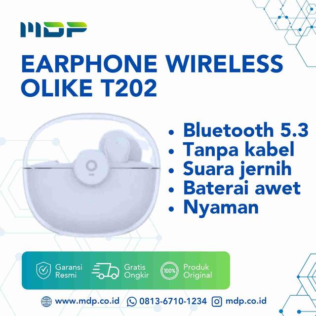 EARPHONE WIRELESS OLIKE T202 WHITE