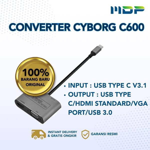 CONVERTER TYPE-C TO HDMI,VGA,USB,TYPE C CYBORG (C600)