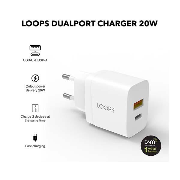 LOOPS DUAL PORT CHARGER 20W