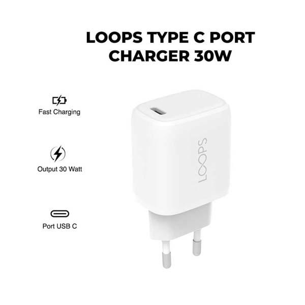 LOOPS KABEL NYLON TYPE C PORT CHARGE 30 WHITE