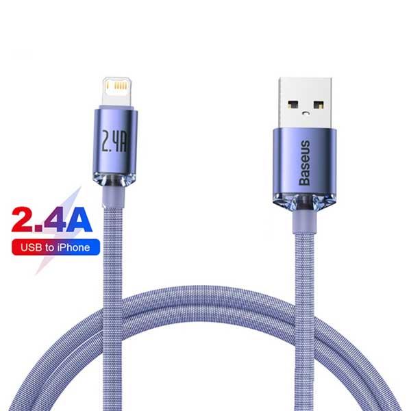 BASEUS CRYSTAL SHINE USB TO LIGHTING 2.4A BLUE