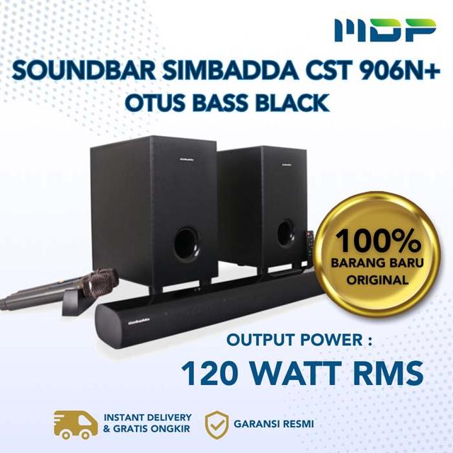 SOUNDBAR SIMBADDA CST 906N+OTUS BASS BLACK WITH 2 WIRELESS MICROPHONE AND REMOTE (INCL : DUAL SUBWOOFER SOUNDBAR)