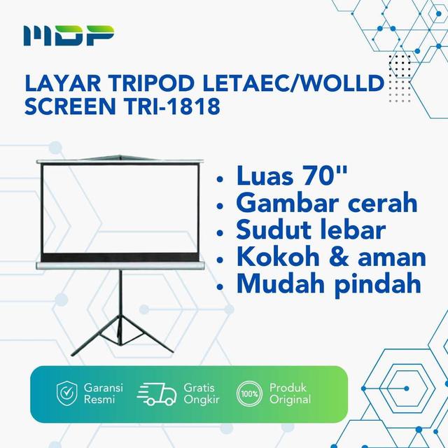 LAYAR TRIPOD LETAEC/WOLLD SCREEN TRI-1818 (70"X70") T13982