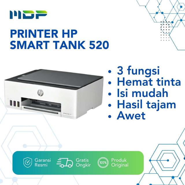 PRINTER HP SMART TANK 520 : PRINT,SCAN,COPY,TINTA GT53BK,GT52CMY

