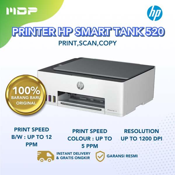 PRINTER HP SMART TANK 520 : PRINT,SCAN,COPY,TINTA GT53BK,GT52CMY
