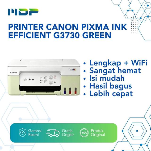 PRINTER CANON PIXMA INK EFFICIENT G3730 GREEN ( PRINT,SCAN,COPY,WIFI:TINTA :71 BLK/C/M/Y)