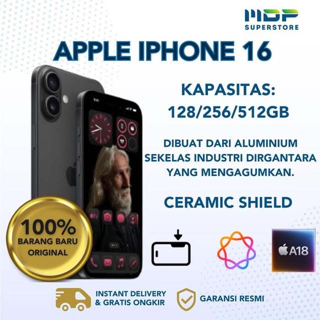SMARTPHONE APPLE IPHONE 16 128GB BLACK (MYE73PA/A) (195949821875)
