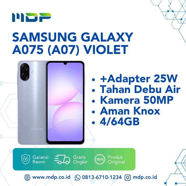 SMARTPHONE SAMSUNG GALAXY A075 (A07) 4/64GB VIOLET+ADAPTER 25W 