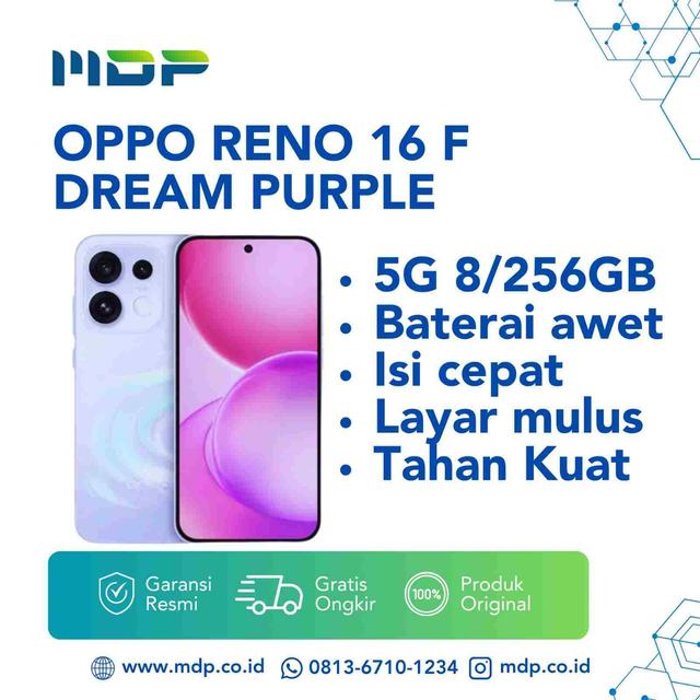 SMARTPHONE OPPO RENO 16 F 5G 8/256GB DREAM PURPLE (UNGU NEBULA)
