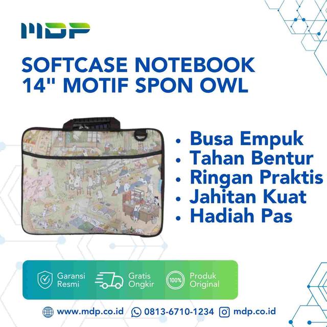 SOFTCASE NOTEBOOK 14" MOTIF SPON OWL BESAR/MOTIF KUCING JEPANG MIX (COKLAT,PINK)