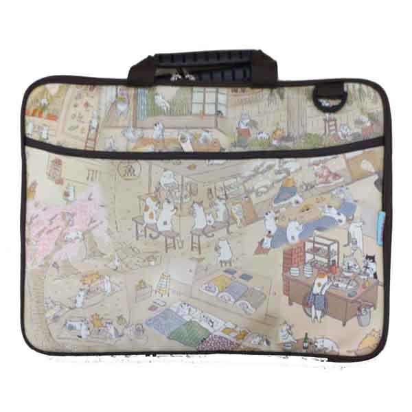 SOFTCASE NOTEBOOK 14" MOTIF SPON OWL BESAR/MOTIF KUCING JEPANG MIX (COKLAT,PINK)