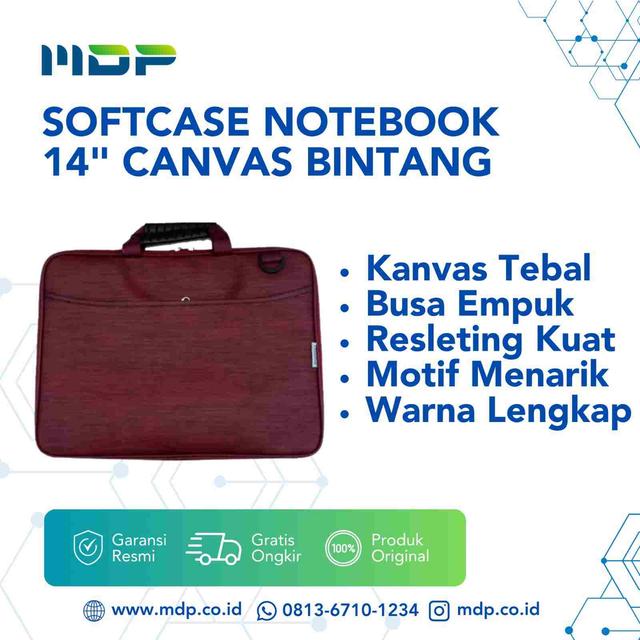 SOFTCASE NOTEBOOK 14" CANVAS BINTANG (ABU,COKLAT TUA,MARON)