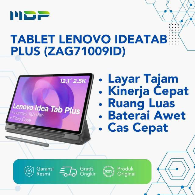 TABLET LENOVO IDEATAB PLUS  (ZAG71009ID) LUNA GREY : MEDIATEK DIMENSITY 6400, 8/128GB,12.1" 2.5K IPS,ANDROID 15,1 YEAR WARRANTY,PEN + KEYBOARD 