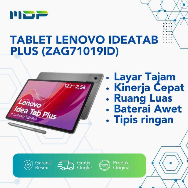 TABLET LENOVO IDEATAB PLUS  (ZAG71019ID) LUNA GREY : MEDIATEK DIMENSITY 6400, 8/256GB,12.1" 2.5K IPS,ANDROID 15,1 YEAR WARRANTY,PEN + KEYBOARD 
