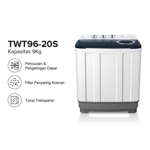 MESIN CUCI TCL TWT96-20S (TWIN TUB 9 KG)