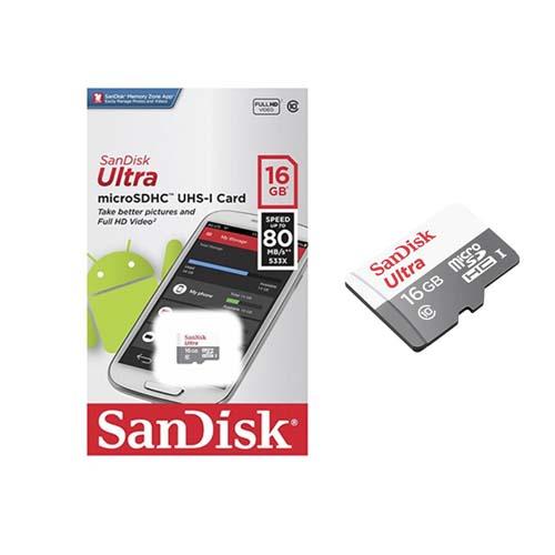MEMORY CARD SANDISK  ULTRA MICRO SD10 16 GB 80MB (SDSQUNS-016G-GN3MN)
