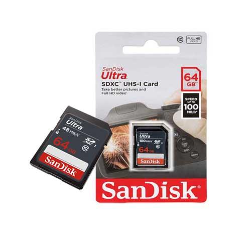 MEMORY CARD SANDISK ULTRA SDXC,SDUNR 64GB C10,UHS-I,100MB/S(SDSDUNR-064G-GN3IN)