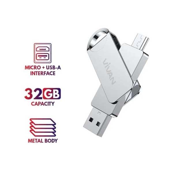 MEMORY FLASDISK VIVAN VIVAN 32GB DUAL INTERFACE MICRO & USB VOM132