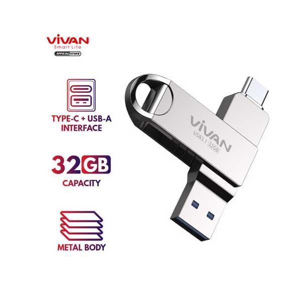 VIVAN OTG FLASHDISK VOC232 USB 3.1 SILVER 32G