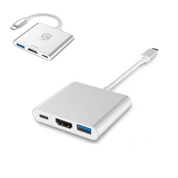 CONVERTER TYPE-C TO USB 3.0, HDMI & TYPE C (PO CHARGING) CYBORG 3 IN 1 