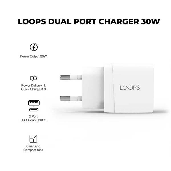 LOOPS DUAL PORT CHARGER 30W
