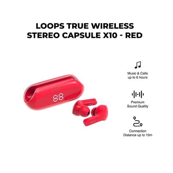 LOOPS TRUE WIRELESS STEREO CAPSULE X10 RED