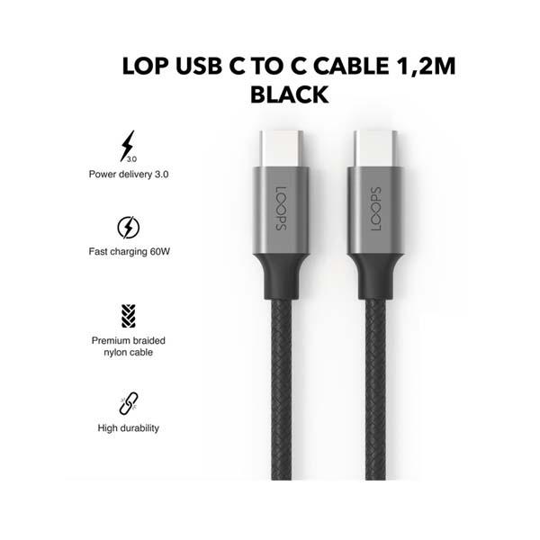 LOOPS KABEL USB C TO C 1,2M BLACK