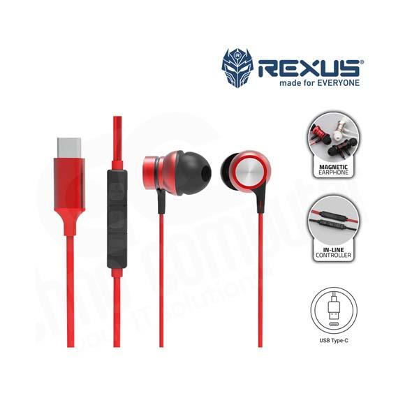 EARPHONE REXUS EZ3 TYPE-C FREE POUCH (RED)